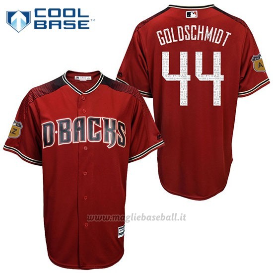 Maglia Baseball Uomo Arizona Diamondbacks 44 Paul Goldschmidt Arizona 2017 Allenamento Primaverile Cool Base